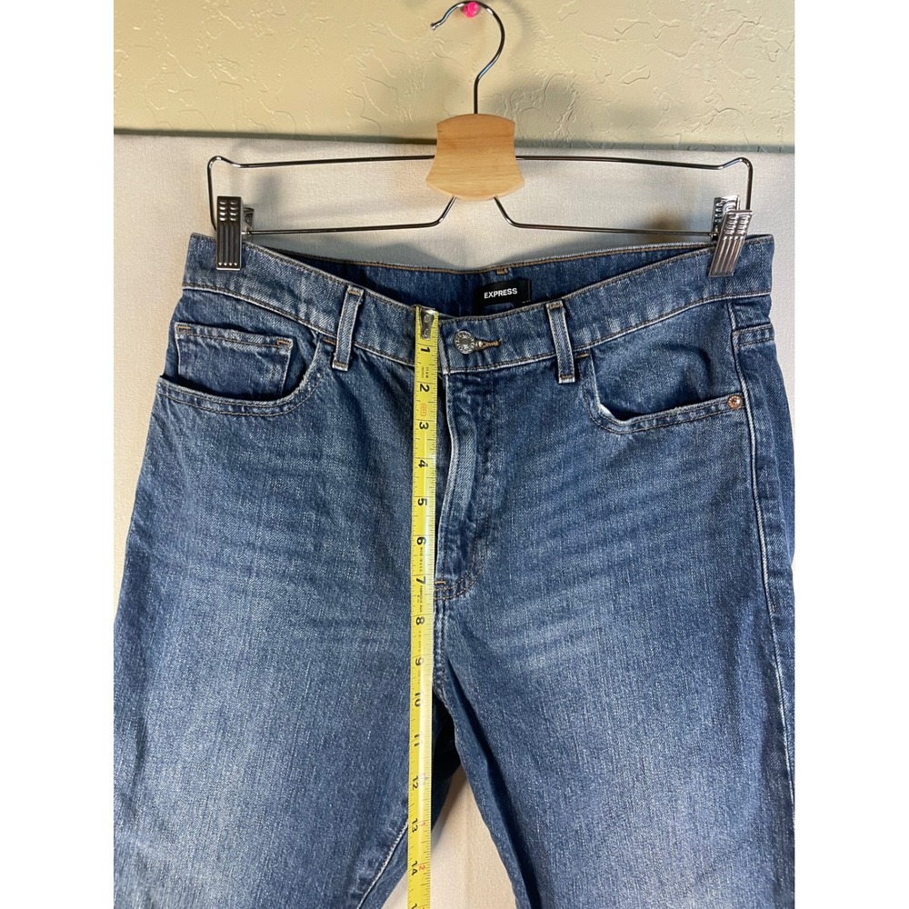 Express Tapered Ankle High Rise Distressed Jeans Medium Wash 10R K105 - Picture 7 of 9
